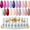 RSTYLE Smalto Semipermanente, 20 Colori Smalti Semipermanenti per Unghie Professionali Kit UV LED Lampada Gel Nail Polish Manicure Polimerizzata Starter Set 6ML Bianco Viola