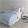 Italian Bed Linen Set Copripiumino 100% Cotone Natural Color, Made in Italy - Parure Copri Piumino - Sacco Piumone 150x200 cm con Doppia Patella e Federa Cuscino, Singolo, Azzurro/Grigio Chiaro