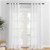 PONY DANCE Tende Bianche Soggiorno Tende Semitrasparenti Effetto Lino Camera da Letto con Anelli per Interni Curtains per Salotto Eleganti 2 Pezzi L 140 x A 280 CM