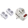 Electraline 92299 Set 2 Adattatori Multipresa 6 Posti 2 Schuko + 4 Bivalenti, Bianco & 71033 Adattatore Multipresa Tripla con Interruttore, Spina Rotante, Bianco