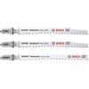 Bosch Professional 3x Set di Lame per Seghetto Alternativo Expert `Hardwood 2-side clean` per Piano di Lavoro da Cucina, Pannelli Rivestiti in Plastica, Lunghezza 117 mm