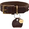 HUNTER SANSIBAR SOLID - Collare per cani in pelle, resistente, antiscivolo, intrecciato, 50 (S-M), colore: Marrone scuro