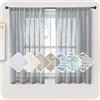 MRTREES Tende Voile In lino Semitrasparenti Grigio per Finestra con Tasca per Asta 140x145 CM Tende Moderne per Camera da Letto Soggiorno e Cucina Tende per Interni 2 Pezzi