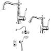 Bugnatese Oxford miscelatore lavabo, bidet, doccia incasso con deviatore, braccio doccia e kit duplex