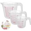 Surflyee 3 Pezzi Misurino Graduati Cup Plastica 1000 ml 500 ml 250 ml Set Misurino Trasparente, Scala Precisa, Resistenza alla Caduta, Adatto per Casa, Laboratorio, Panetteria