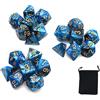 DollaTek Dadi poliedrici Set Giochi da Tavolo Dadi 3 Set Dadi 3 x 7 (21 Pezzi) Serie Die D20 D12 D10 D8 D6 D4 Dadi DND DND Rpg MTG Doppi Colori One Piece (Nero e Blu)