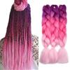 S-noilite 3 extension per capelli sfumate, 300 g, 61 cm, da intrecciare ai capelli, colore: viola, rosa pesca, rosa