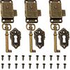 Tingz 3 pcs Serratura Di Sicurezza in Metallo Retrò Antica Antiquariato Serratura antica per armadi antichi Serratura decorativa per mobili con chiave e viti