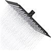 Drenky Soffione doccia a pioggia, 20 cm, quadrato, in acciaio inox A2 V2A, anticalcare, universale, filettatura 1/2, girevole a 360°, colore: nero