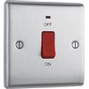 British General Masterplug NBS74 - Mascherina per interruttore singolo/bipolare 45A in acciaio satinato con neon