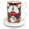 Egan PWM02I/S Set Tazze Caffe, Modello Sweet Love, Porcellana, 80 ml, Rosso, 4 Pezzi, 2 unità