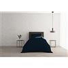 Italian Bed Linen Set Copripiumino 100% Cotone Natural Color, Made in Italy - Parure Copri Piumino - Sacco Piumone 150x200 cm con Doppia Patella e Federa Cuscino, Singolo, Blu Scuro/Azzurro