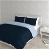 Italian Bed Linen Set Copripiumino 100% Cotone Natural Color, Made in Italy - Parure Copri Piumino - Sacco Piumone 250x200 cm con Doppia Patella e Federe Cuscino, Matrimoniale, Blu Scuro/Azzurro