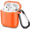 KOKOKA Custodia in Silicone da Appendere Compatiblile con AirPods 2 & 1, Custodia Protettiva per AirPods, Airpods Case Cover LED Anteriore Visibile Moschettone Portachiavi, Orange