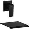PHASAT Rubinetto Muro Bagno Nero Lavabo Ugello Extra Largo Miscelatore Cascata Parete Acqua Fredda e Calda Rubinetti Monocomando per Lavello Ottone PTBB02E