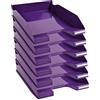 Exacompta - Cod.113220D - Confezione da 6 Vaschette portacorrispondenza Combo Midi Iderama per formato A4+ - Impilabili - Capacità 500 fogli 80 gr - Dimensioni : 34,7 x 25,5 x 6,5 cm - Viola glossy