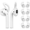 MoKo - Puntale in silicone per auricolari, 4 paia, coperture morbide antiscivolo per sport, per Apple AirPods/EarPods, accessori protettivi anti-caduta con gancio in gel - Bianco