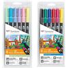 Tombow ABT-6P-1Set da 6Dual Brush Pen - Colori Primari & ABT-6P-2 Set 6 Pennarelli, Pastello