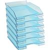 Exacompta - Cod.113236D - Confezione da 6 Vaschette portacorrispondenza Combo Midi per formato A4+ - Impilabili - Capacità 500 fogli 80 gr - Dim. : 34,7 x 25,5 x 6,5 cm - Turchese trasparente glossy