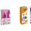 Bic Pink Amp; Purple Set, 1 Astuccio, 2 Penne A Sfera/1 Penna Correttore Gel/1 Matita Grafite Con Gomma & Cristal 926381 Penne Multicolore, Colori Assortiti