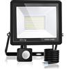 Blivrig 100W Faretto LED da esterno con Sensore di Movimento Bianco Caldo 3000K, 10000LM Faro LED Esterno Bianca Calda, Fari LED IP66 Impermeabile, per Casa, Cortile, Giardino, Garage