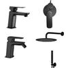 NO BRAND Set Rubinetteria nero opaco miscelatore lavabo, bidet, doccia incasso PAINI NOVE, soffione, braccio e doccetta