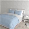 Italian Bed Linen Set Copripiumino 100% Cotone Natural Color, Made in Italy - Parure Copri Piumino - Sacco Piumone 250x200 cm con Doppia Patella e Federe Cuscino, Matrimoniale, Azzurro/Grigio Chiaro