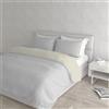 Italian Bed Linen Set Copripiumino 100% Cotone Natural Color, Made in Italy - Parure Copri Piumino - Sacco Piumone 250x200 cm con Doppia Patella e Federe Cuscino, Matrimoniale, Grigio Chiaro/Panna