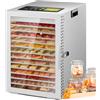 Kwasyo Essiccatore Alimentare Acciaio Inox, Doppia ventola di asciugatura efficiente a 360°, 12 Vassi, 24 ore timer, Temperatura regolabile 20-90°C