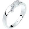 DIAMORE Elli DIAMONDS Anello Donne Gioielli Autentici di Fidanzamento Trio con Diamante (0.04 ct.) in Argento Sterling 925