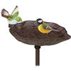Relaxdays Abbeveratoio in Ghisa da Piantare nel Terreno, con Asta, Vaschetta per Acqua e Mangime, H 1 m, Marrone