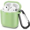 KOKOKA Custodia in Silicone da Appendere Compatiblile con AirPods 2 & 1, Custodia Protettiva per AirPods, Airpods Case Cover LED Anteriore Visibile Moschettone Portachiavi, Matcha Green