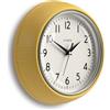 Jones Clocks® Ketchup Orologio a parete | Orologio retrò rotondo da diner | 25cm | Giallo | Ideale per cucina, soggiorno, ufficio o camera da letto | Numeri facili da leggere