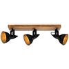 BRILONER Leuchten Faretto, Lampada da Parete retrò, Vintage, Girevole e inclinabile, 3X E14, Metallo-Legno, Nero-Oro, 500x110x157mm (LxPxH)