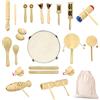 Ulifeme Strumenti Musicali Bambini, 27 Pezzi Strumento Musicale Percussione Set in Legno Giocattolo per Bimbi, Ritmo di Percussioni Premium, 100% Legno Puro e Borsa di Cotone, Regalo per Bambini 3 +