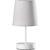 ONLI Lampada da Tavolo/Scrivania/Comodino con Base in Metallo Laccato Paralume in Tessuto, Grigio e Bianco