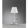 ONLI - Lampada da tavolo Rose in metallo color bianco e argentato e decorazione con rose. Paralume in tessuto bianco plissettato. 1 x E14. Ideale come abat-jour camera da letto. stile classico.