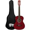 Mad About MA-CG08 Chitarra classica misura 1/2 con custodia, tracolla, plettro e corde di ricambio - colore rosso