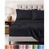 Utopia Bedding - Set Lenzuola Letto Matrimoniali 4 Pezzi 150x200 cm - Spazzolata Poliestre di Microfibra - Oeko-Tex Certificato - Lenzuolo con Angoli, Lenzuolo Piatto e 2 Federe 50x75, Nero