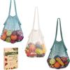 Viedouce 3 Pezzi Sacchetti Frutta Verdura Riutilizzabili,Sacchetti Riutilizzabili Cotone per Alimenti Spesa,Borse Prodotti Riutilizzabili Sacchetti Rete,Lavabile