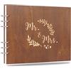 Creawoo 28,5 cm Mr&Mrs Libro degli Ospiti in Legno Album Ricordo Ricordo per Anniversario di Matrimonio Compleanno con 120 Pagine Bianche, Disponibili Almeno 240 Immagini-Carta Bianca