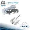 PIMAR KIT ANCORAGGIO BARCA CIMA PER ANCORA 2 MT DI CATENA GRILLI ANCORA HALL 6 KG