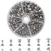 NBEADS 180 Set Rivetti di Strass, 6 Dimensioni Argento Cz Trasparente Cristallo Ottone Rivetti Borchie per Artigianato in Pelle Riparazione Fai da Te