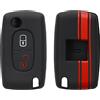 kwmobile Custodia Coprichiave Compatibile con Peugeot Citroen con 2 tasti pieghevole Cover - Copritelecomando Chiave Auto - Copri Chiavi Macchina Strisce Rally