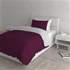 Italian Bed Linen Set Copripiumino 100% Cotone Natural Color, Made in Italy - Parure Copri Piumino - Sacco Piumone 150x200 cm con Doppia Patella e Federa Cuscino, Singolo, Prugna/Grigio Chiaro