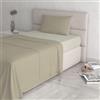 Italian Bed Linen Completo Letto 100% Cotone Natural Color, Singolo, Tortora/Panna
