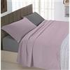 Italian Bed Linen Completo letto Natural Colour, Rosa antico/fumo, Matrimoniale