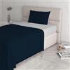 Italian Bed Linen Completo Letto 100% Cotone Natural Color, Singolo, Blu Scuro/Grigio Chiaro