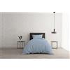 Italian Bed Linen Set Copripiumino 100% Cotone Natural Color, Made in Italy - Parure Copri Piumino - Sacco Piumone 150x200 cm con Doppia Patella e Federa Cuscino, Singolo, Azzurro/Grigio Chiaro