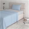 Italian Bed Linen Completo Letto 100% Cotone Natural Color, Singolo, Azzurro/Grigio Chiaro